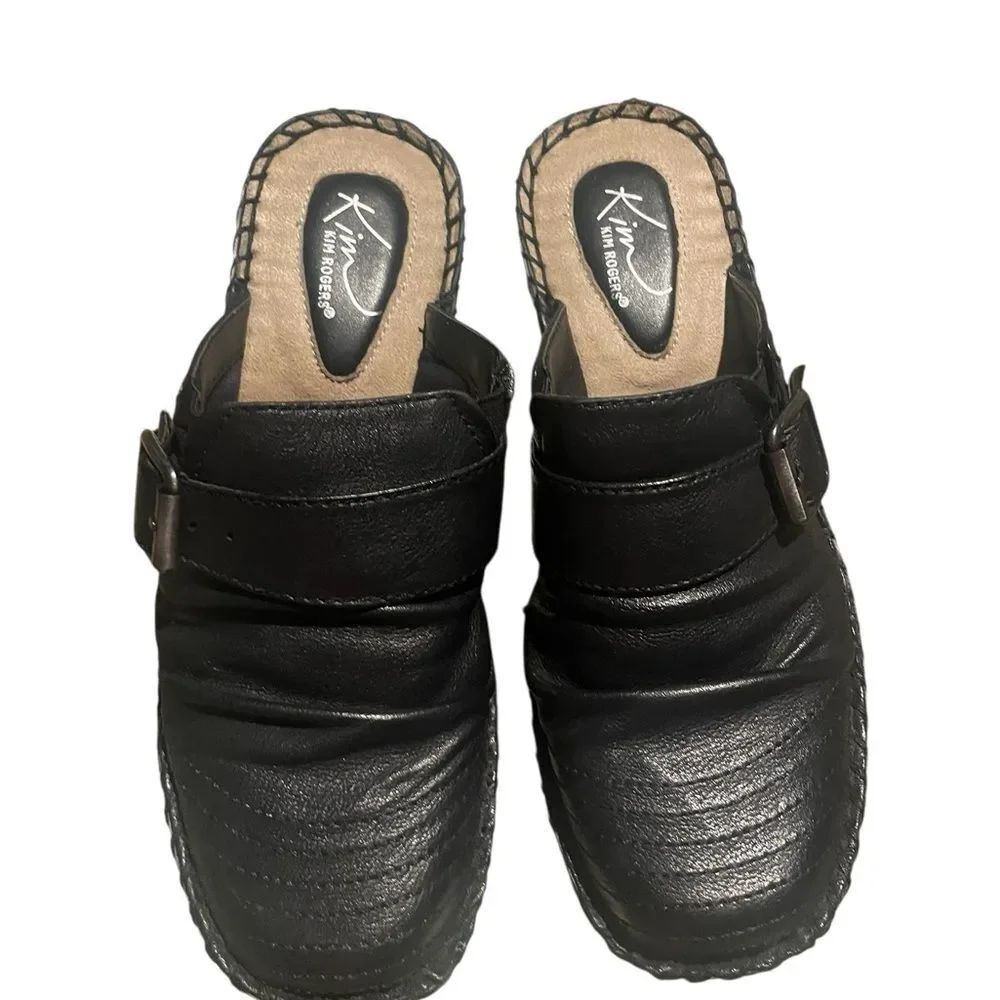 Kim Rogers style Nikki size 6M Women's Black Leather Clogs new